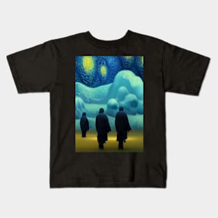 GHOSTS WATCHING A FULL HALLOWEEN MOON Kids T-Shirt